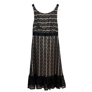 Vintage Y2K Milly Black Lace Midi Dress Silk Cocktail Backless Sleeveless Bow 8
